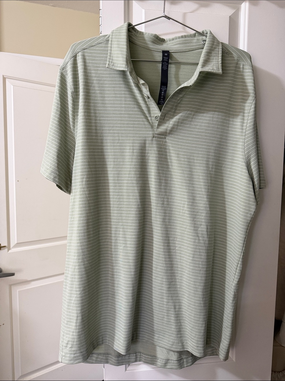 lululemon evolution Men's Striped Light Green Polo Shirt